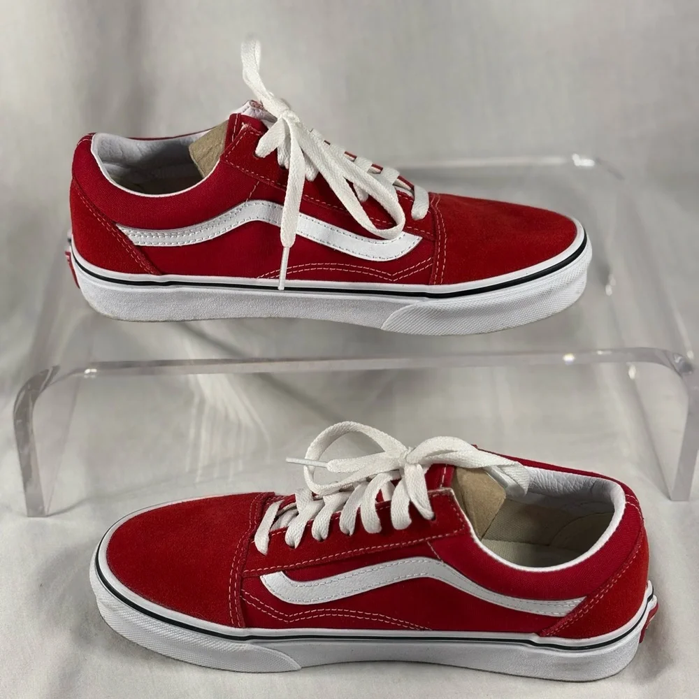 Vans Red and White Women's Sneakers - Picture 4 of 4